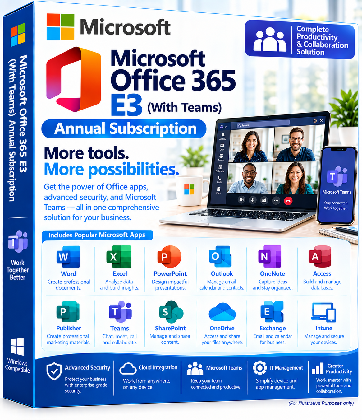 Microsoft Office 365 E3 (With Teams) Annual Subscription