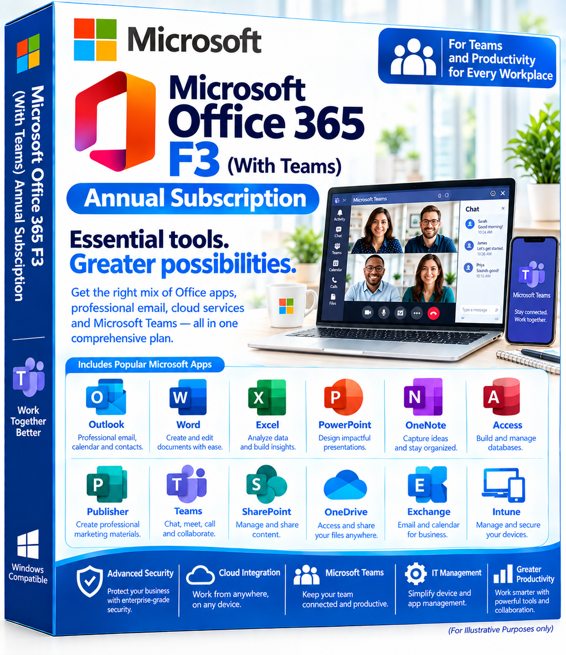 Microsoft Office 365 F3 (With Teams) Annual Subscription