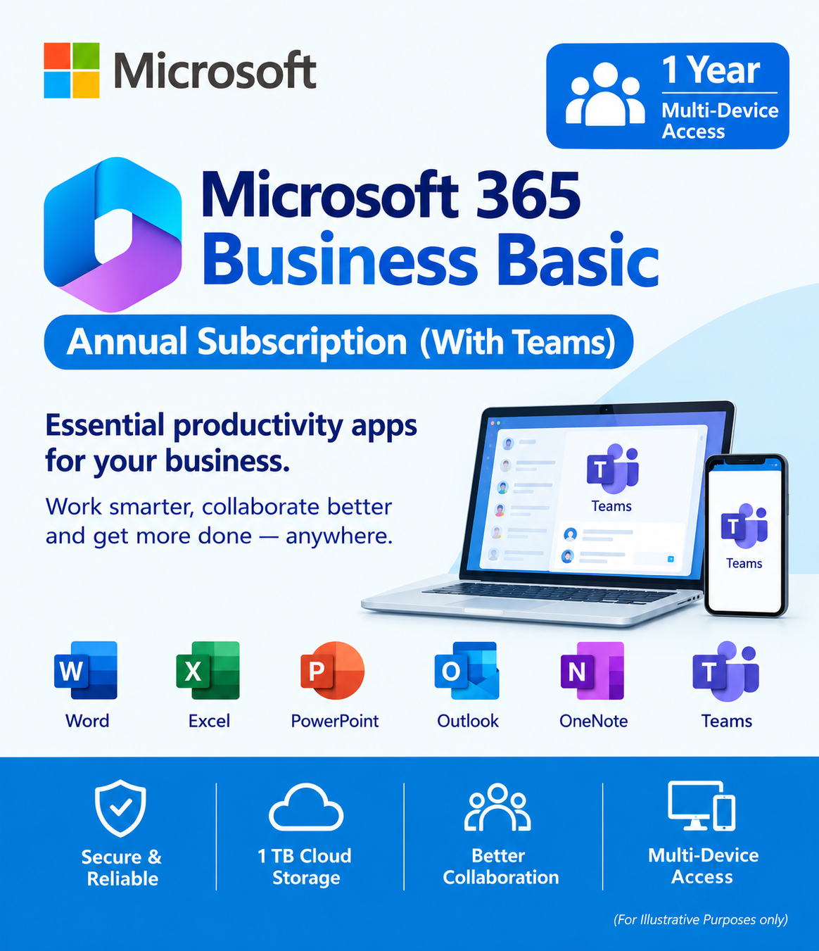 Microsoft 365 Business Basic Annual Subscription (With Teams)