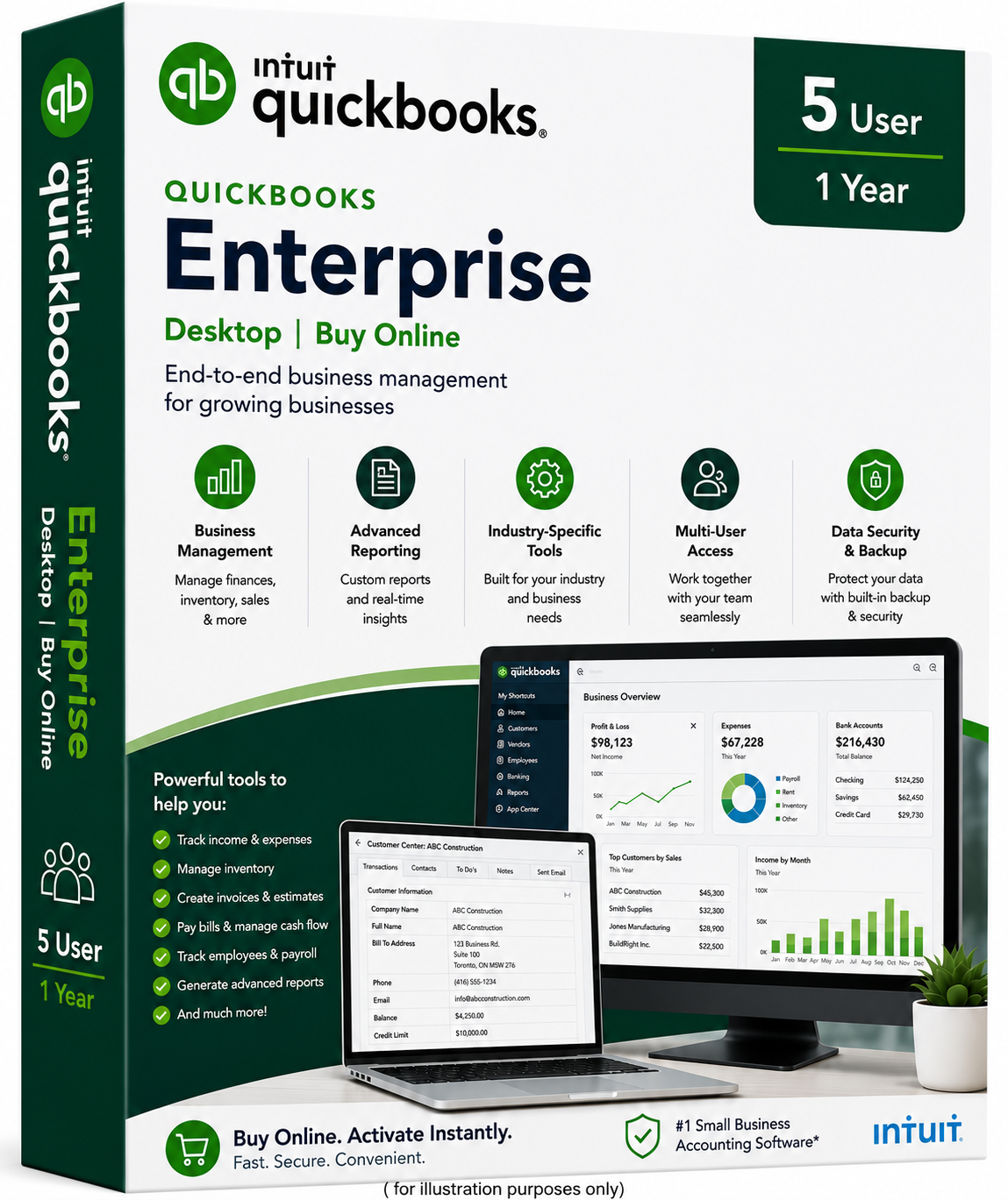 Intuit QuickBooks Desktop Enterprise Platinum Canada Edition 5 User 1 Year