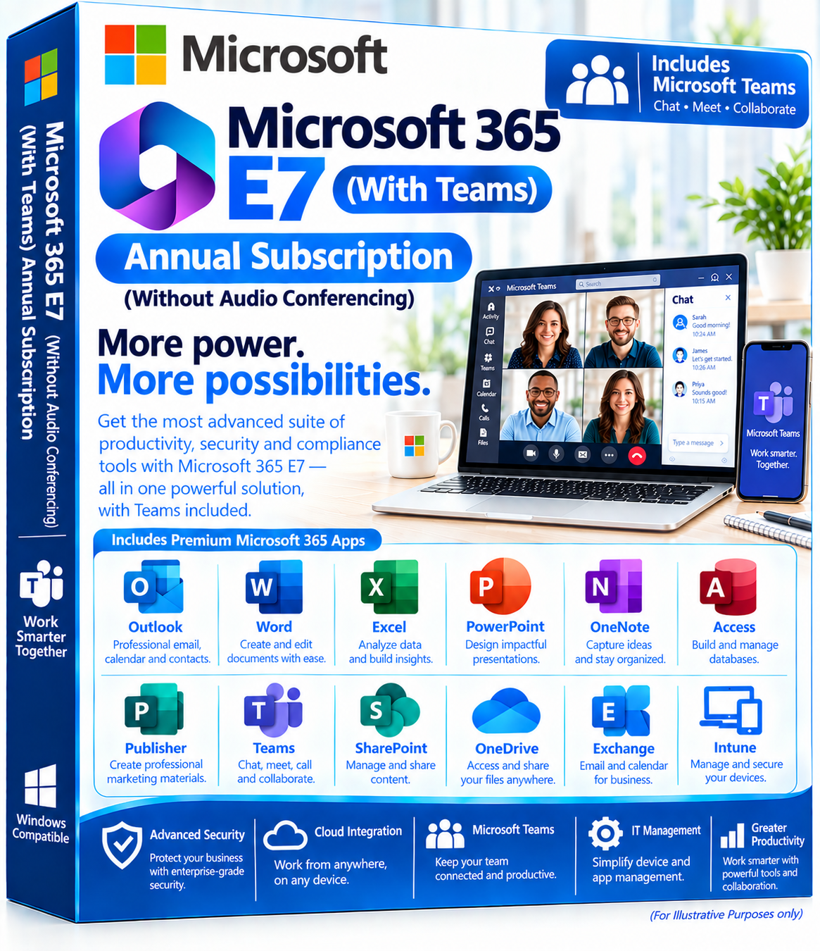 Microsoft 365 E7 without Audio Conferencing (With Teams) Annual Subscription